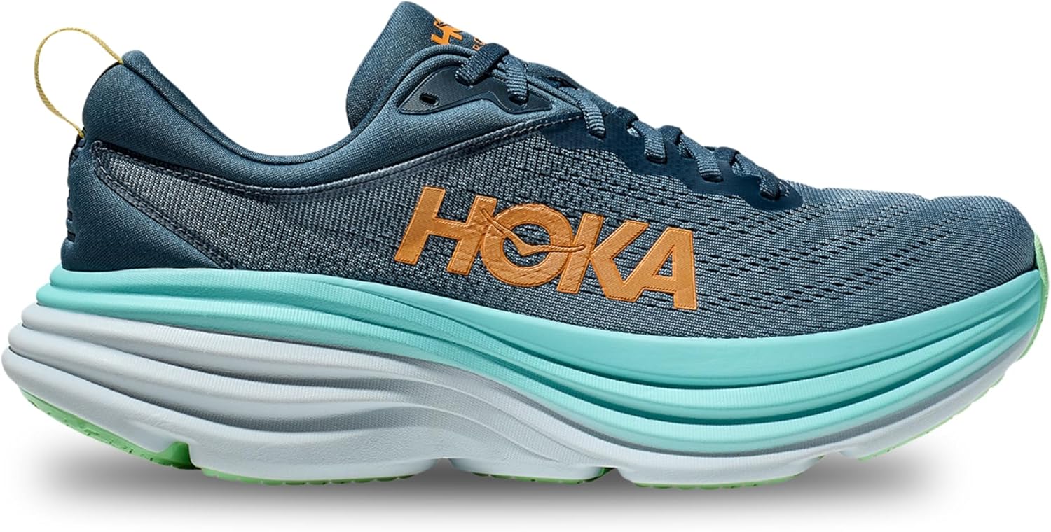 HOKA ONE ONE Mens Bondi 8 Textile Real Teal Shadow Trainers 12 US
