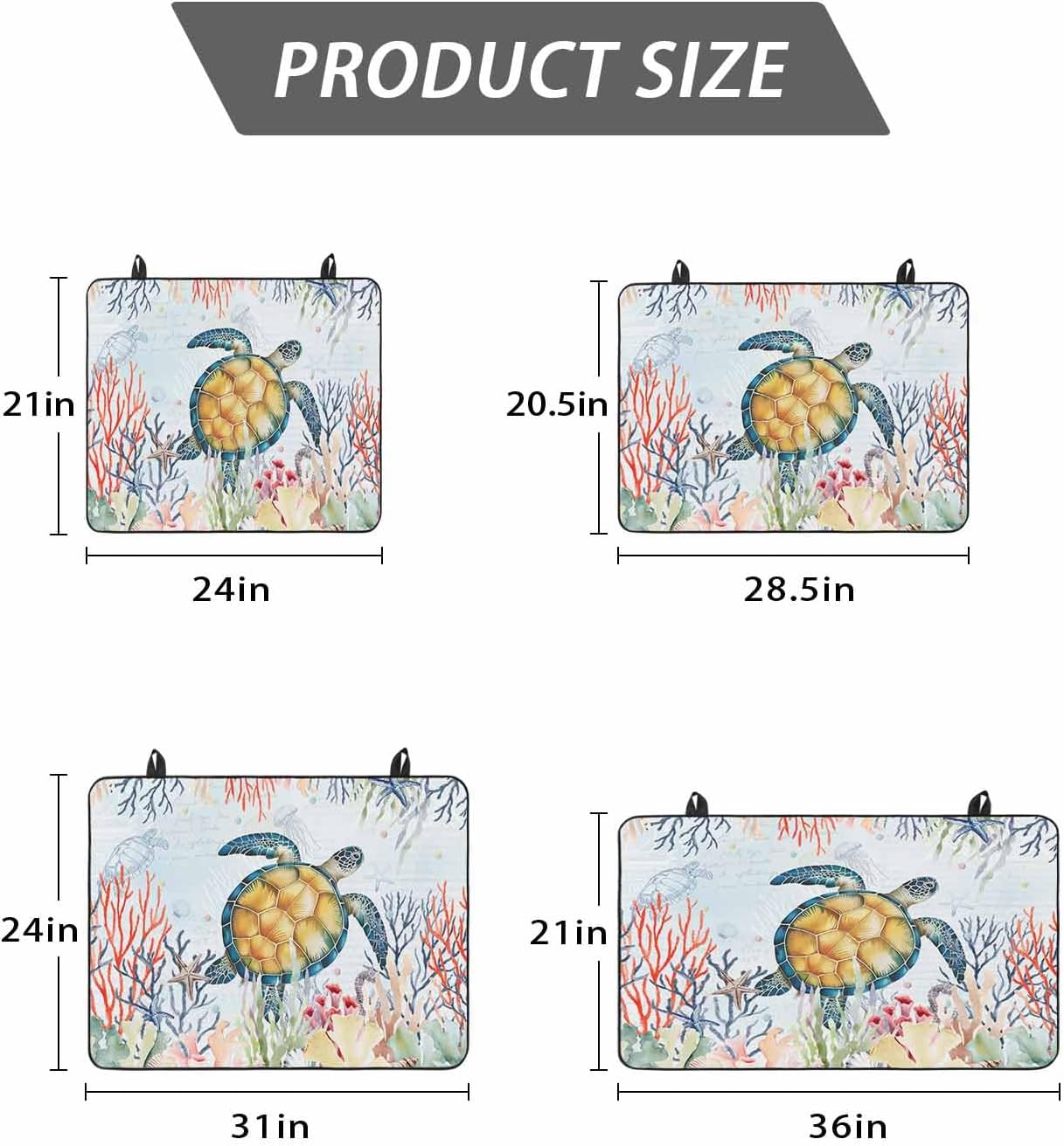 Sea Turtle Stove Cover for Electric Stove,Vintage Watercolor Ocean Animals Colorful Corals Seaweed Blue Stove Top Cover for Glass Top,Heat Insulation Foldable Cooktop Top Protector,28.5"x20.5"