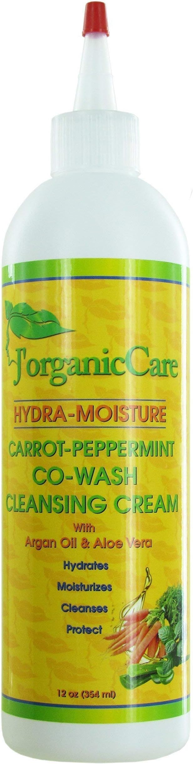J'Organic Solutions Carrot-Peppermint Co-Wash Cleansing Cream with Argan & Aloe Vera Oil - Sulfate-Free, Nourishing Formula