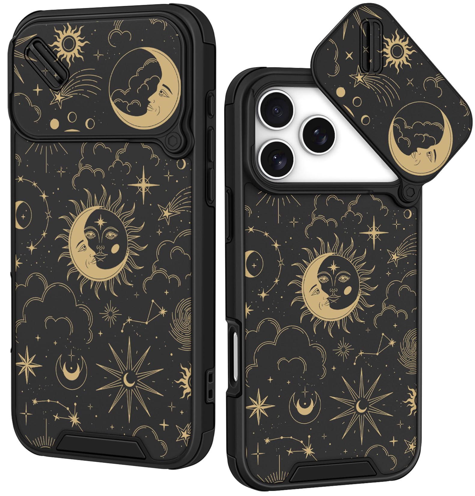 Funermei for iPhone 18 Pro Max/17 Pro Max Ring Stand Case, Sun Moon Sign
