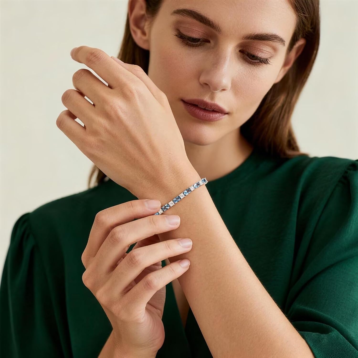 Iefil Tennis Bracelets for Women - 925 Sterling Silver Birthstone Tennis Bracelet, Anniversary Birthday Gifts for Women Wife Girlfriend Mom
