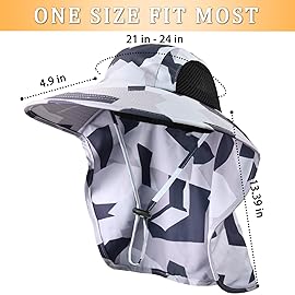 Sun Hat for Men Women with Neck Flap,UPF 50+ UV Protective Hiking Fishing Hats,Wide Brim Sun Hat for Women&Men