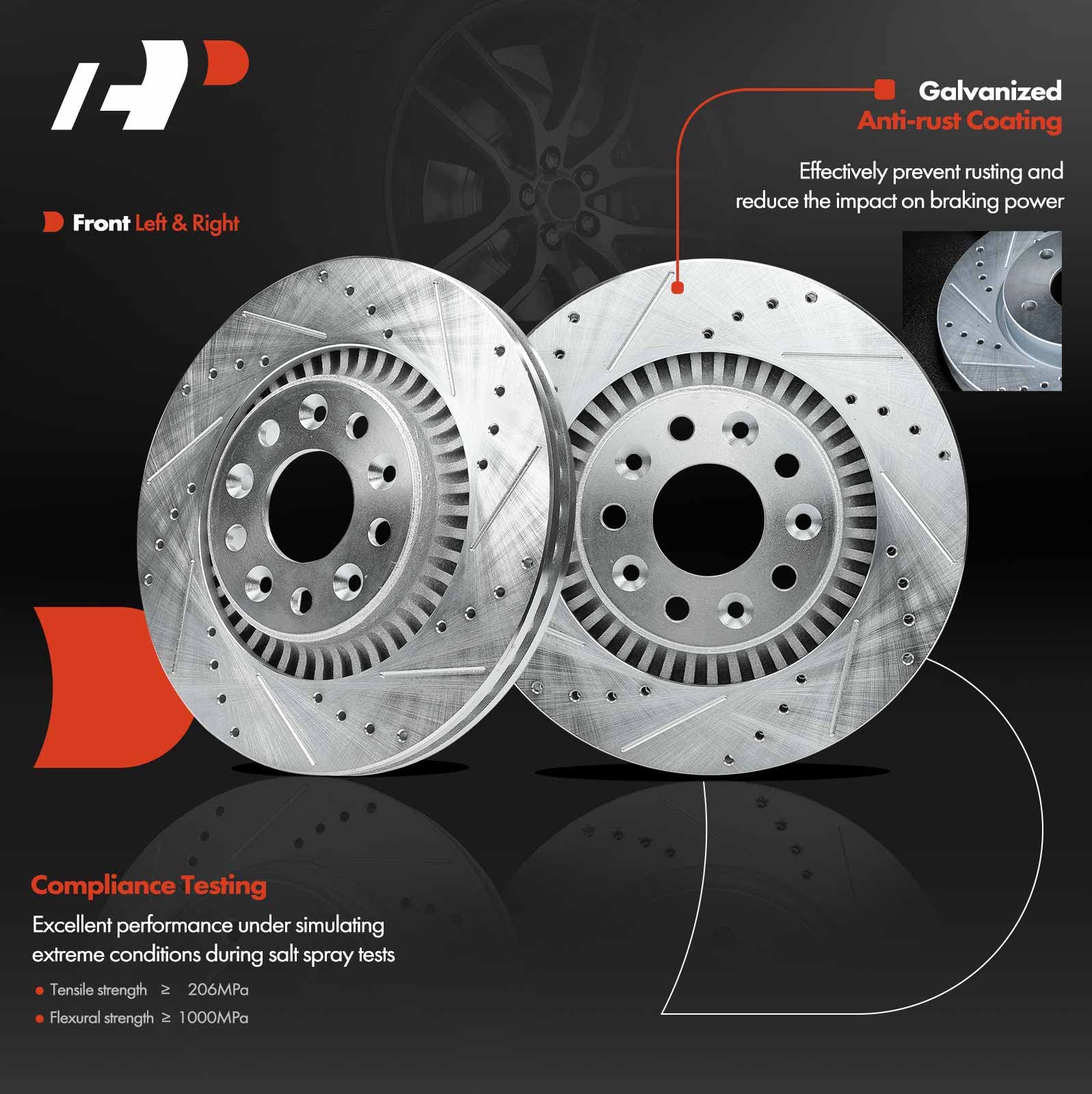 Detroit Axle Front Brake Kit – Rotors & Ceramic Pads For Mercury Sable / Ford Taurus X