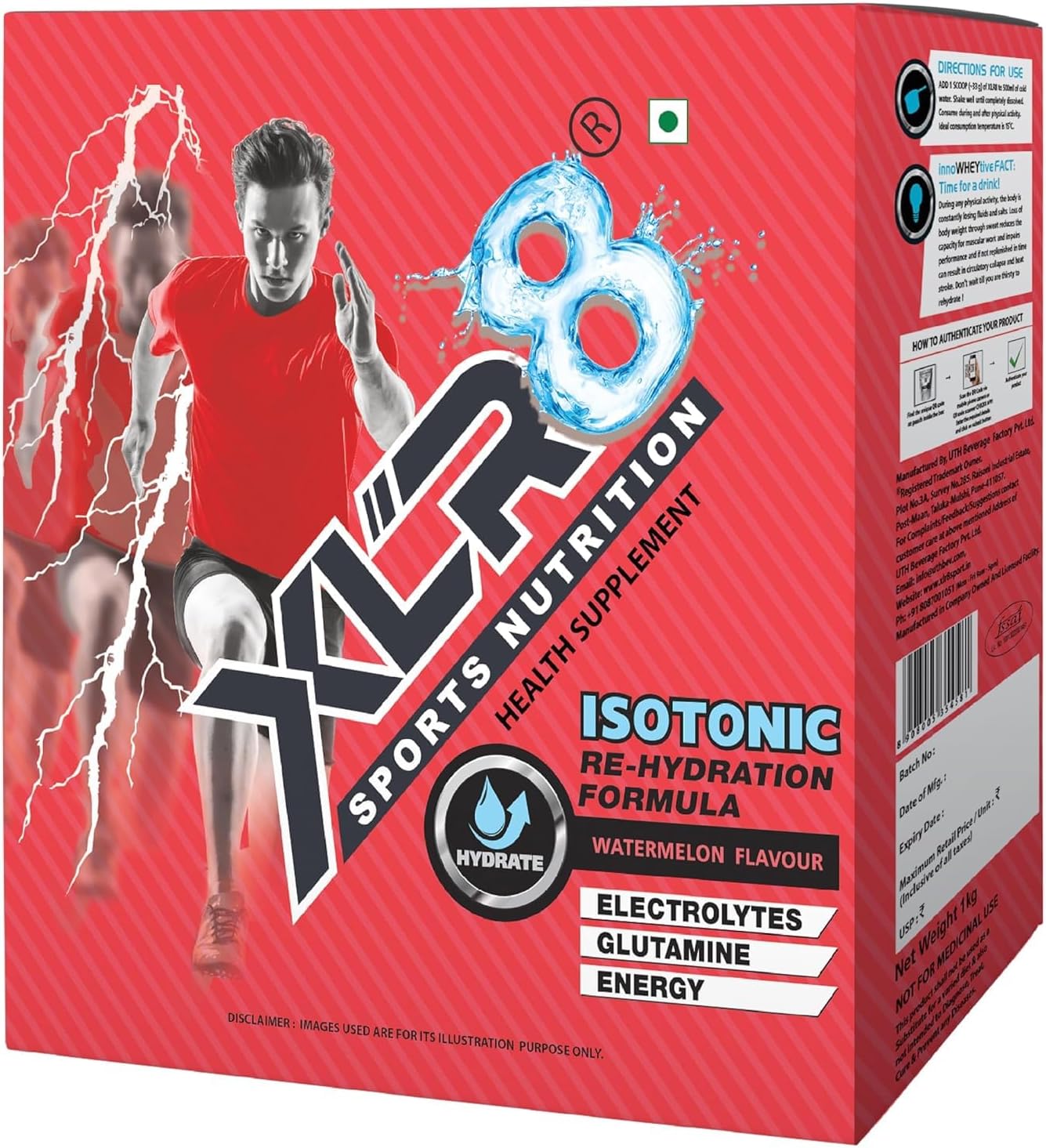 XLR8 Electrolytes Hydration Powder Isotonic Instant Energy Drink Mix with Sodium, Potassium & Magnesium (1Kg, Watermelon)