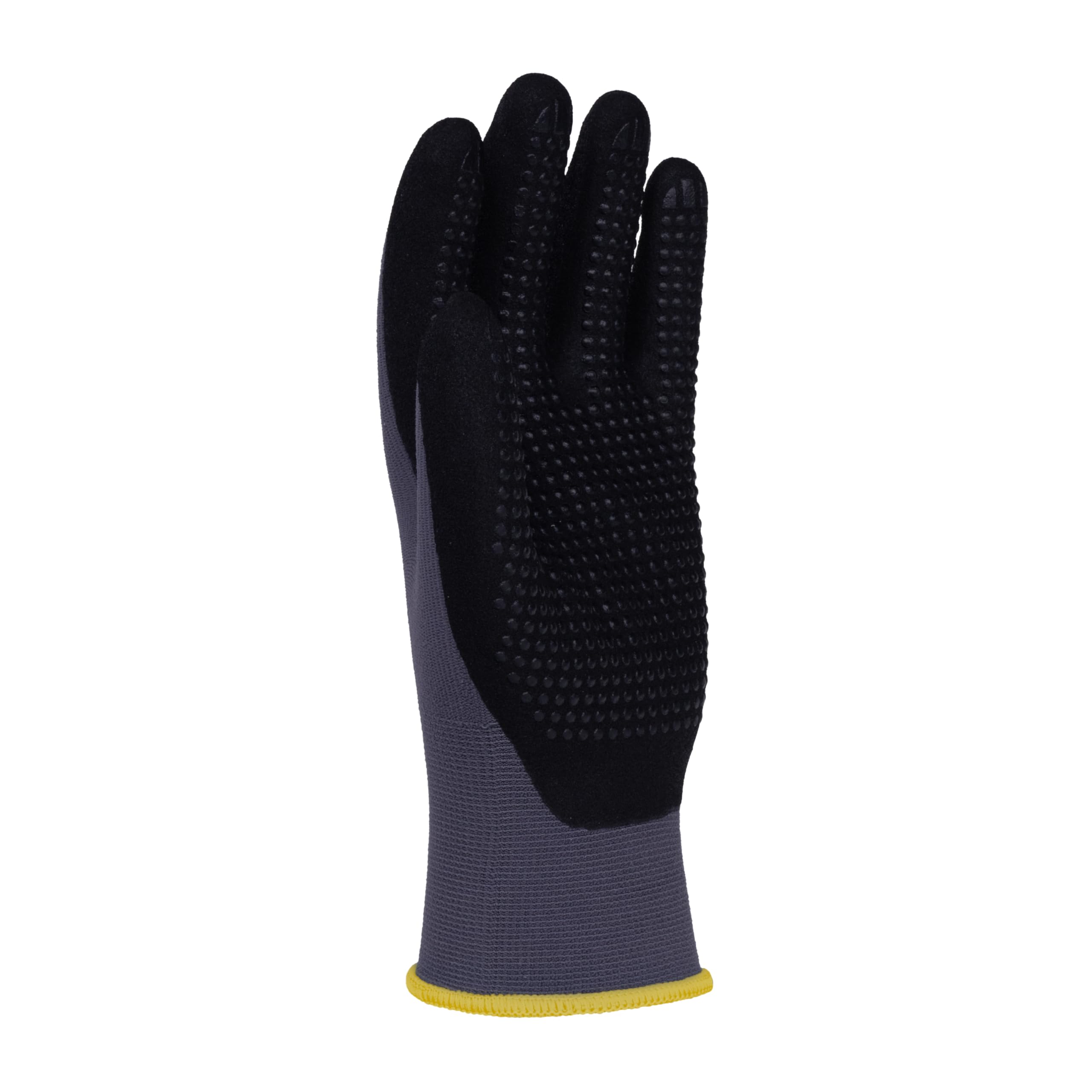 DONAU SAFETY Flex-Dotted rękawice robocze z antypoślizgowym uchwytem z wypustkami/rozmiar 08/M, 1 para/szaro-czarne/mechaniczne rękawice montażowe/powlekane nitrylem, lekkie, odporne na olej, nylon