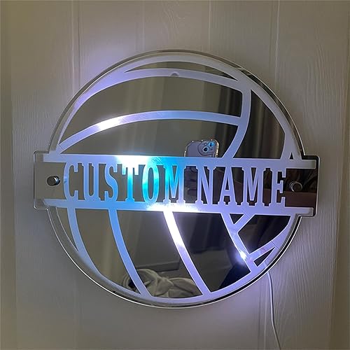 Miniatura 4 de Espejo con nombre de voleibol personalizado, luz LED de neón para voleibol, letrero luminoso, letrero de voleibol, regalos para cumpleaños, Navidad,