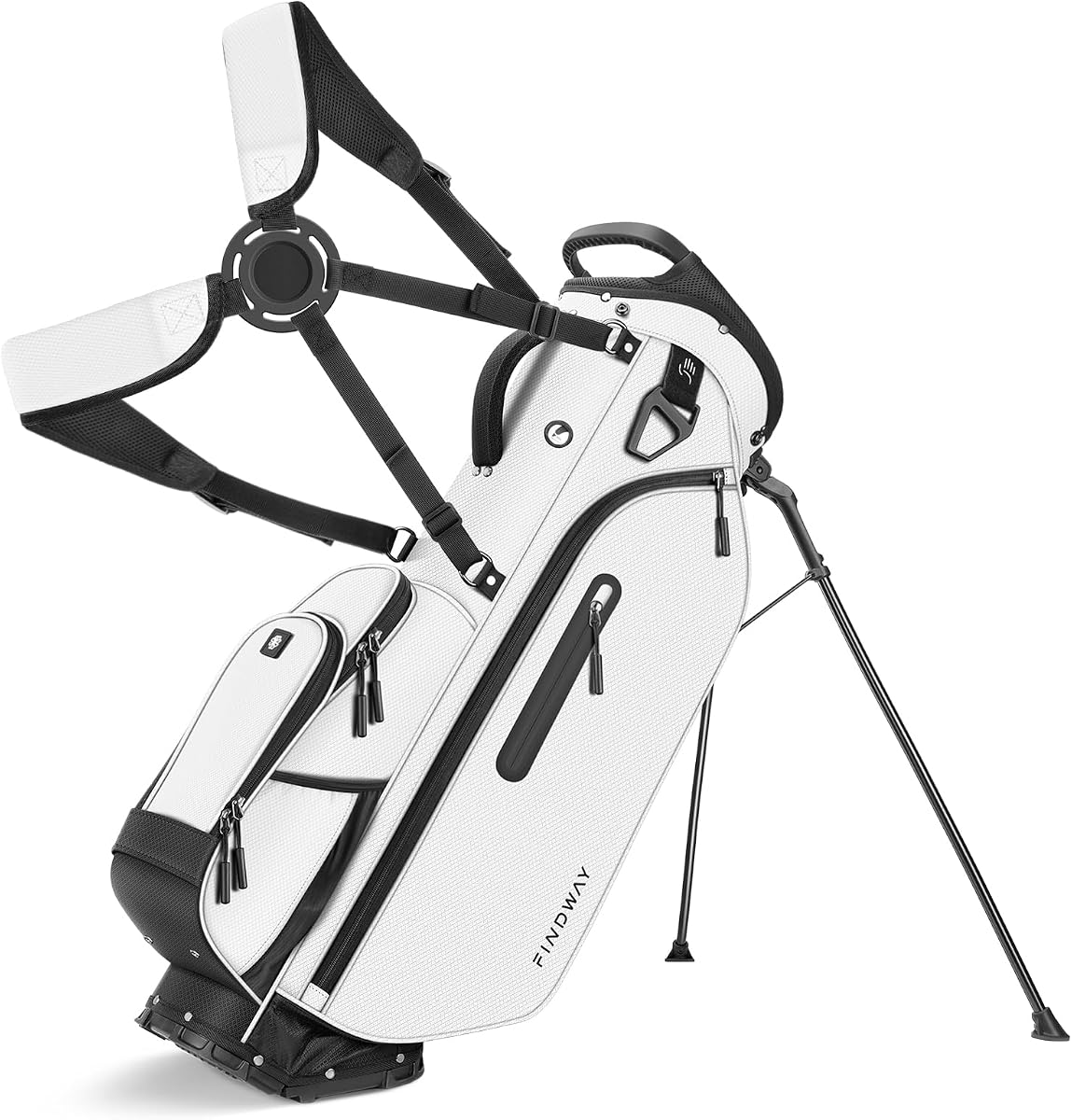 5 Way Golf Stand Bag, Upgraded Lightweight Golf Bag with Stand, Golf Club Bag with 7 Pockets Dual Strap and Rain Cover for Men Women