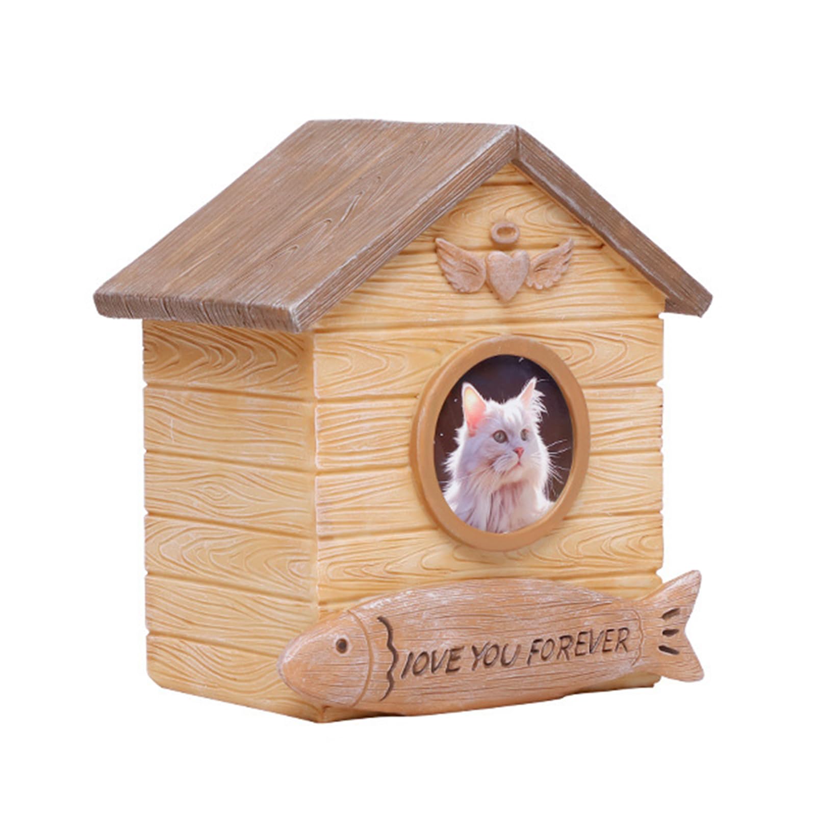 NEWFT Cats Ashes Box Pet Funeral Cremation Box with Memory Words Resin Cats Urns Box Keepsakes Cinerary Casket Funeral Cremati