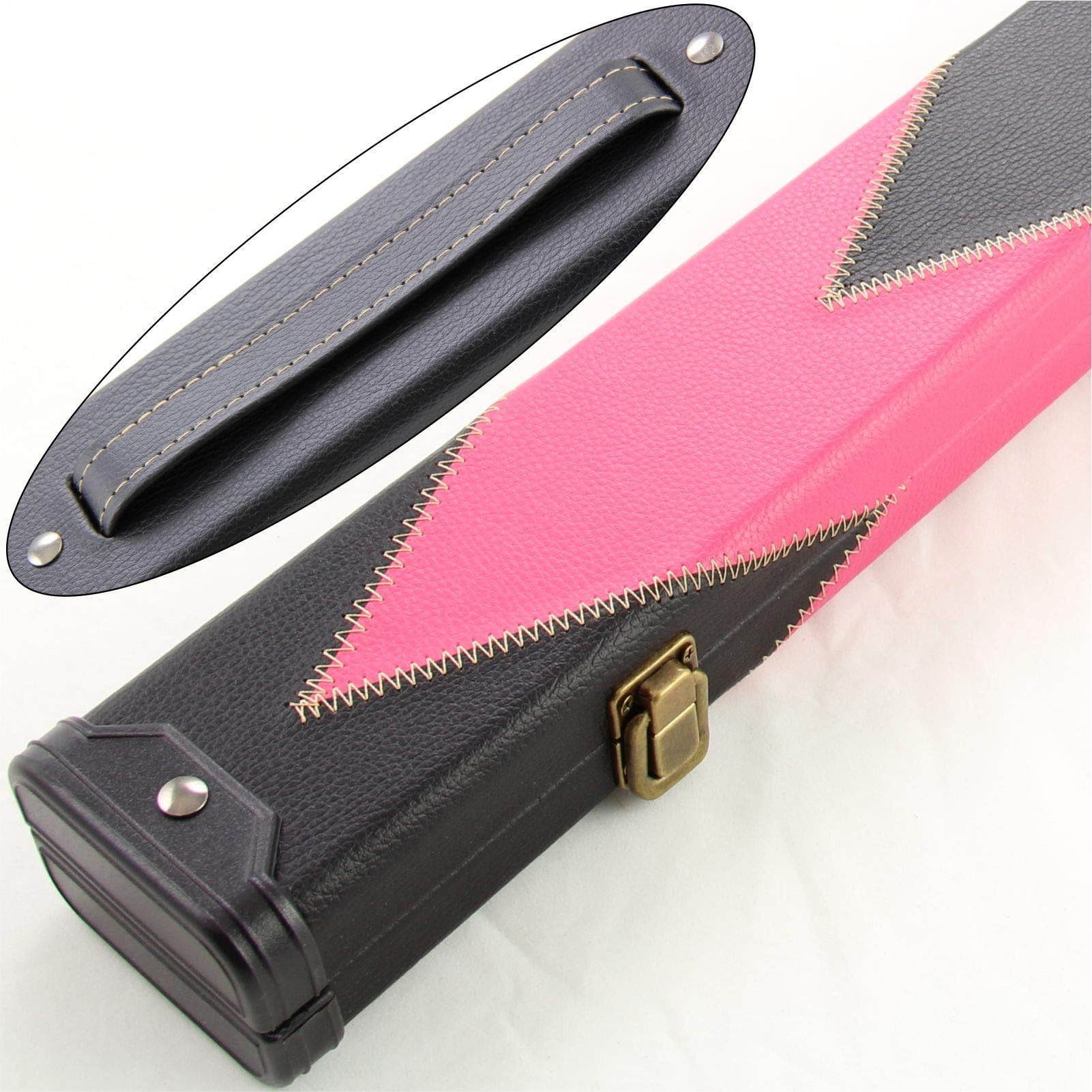 J8B Luxury PINK & BLACK ARROW 2pc Leather Patch Effect Snooker Pool Cue Case