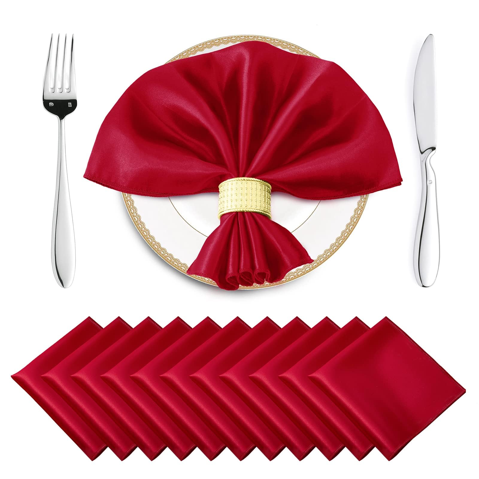 cloth napkins, 12PCS,30x30cm Soft Table Napkin For New Year Christmas Decor Party Dinner Wedding(Red)