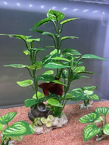 Miniatura 8 de EDGCTYU Plantas de seda de acuario para pecera Betta, planta de acuario, decoración de primer plano, decoración de pecera (4 piezas de hierba verde)