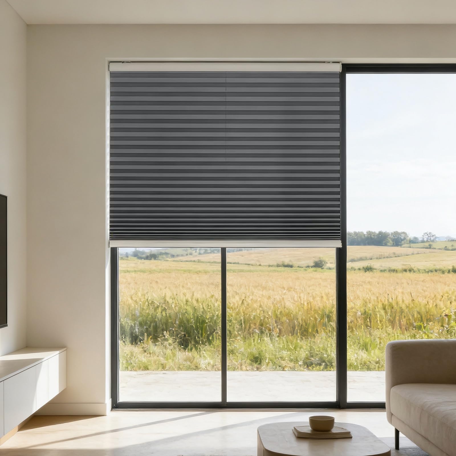 Store plissé anti vis-à-vis et chaleur pour fenêtre 105 x 90 cm