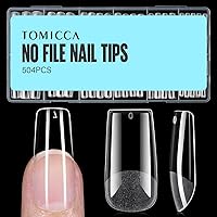 Vista 12 de TOMICCA Puntas de uñas de ataúd extra cortas, 240 piezas de uñas acrílicas de cobertura completa, 12 tamaños preformados, puntas de uñas postizas