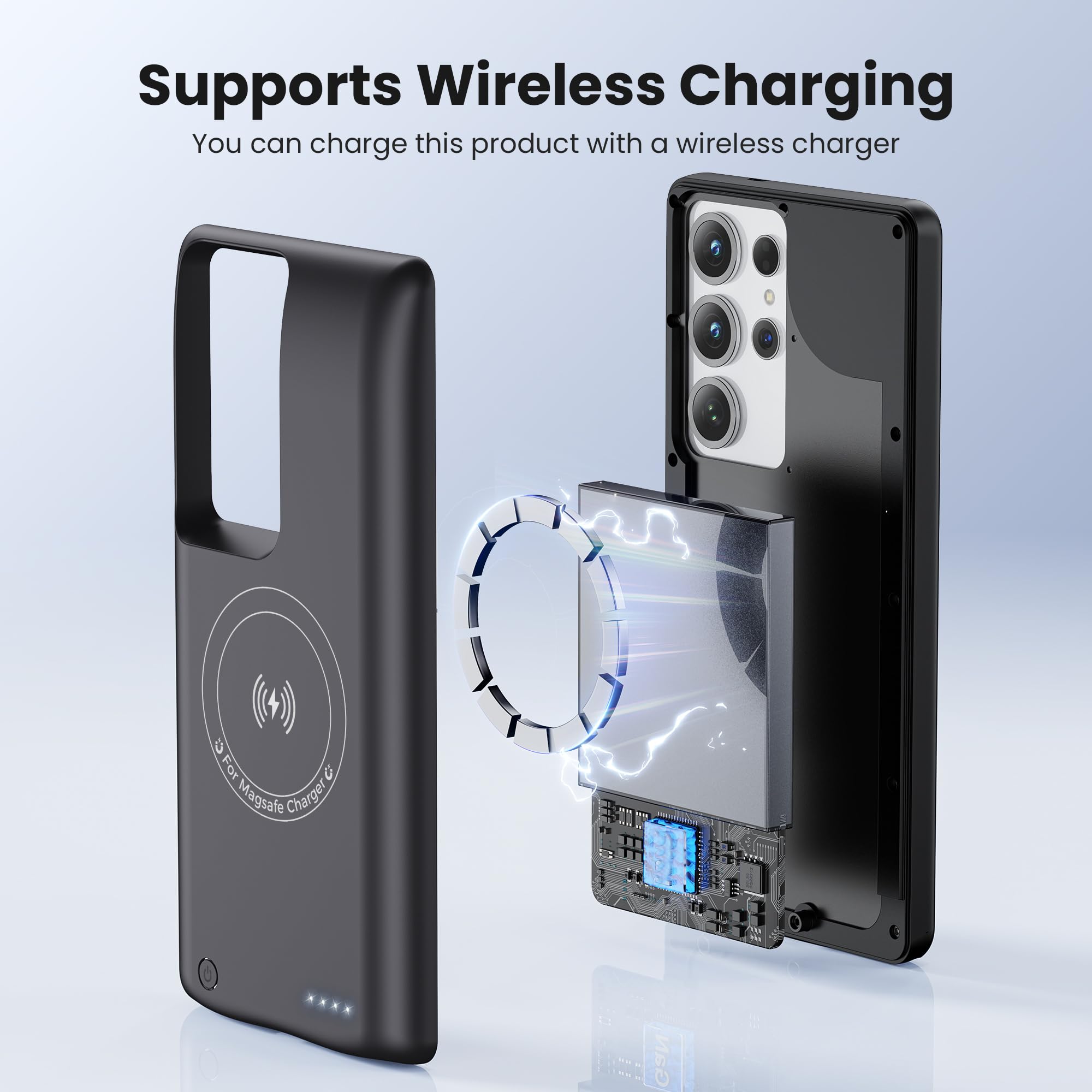 Protettore Batteria 10000mAh per Samsung S23/S22 - Carica Wireless - Dettaglio