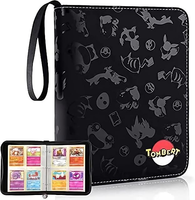 JoyHood Trading Card Holder for TCG Cards, Waterproof Card Album Binder Books Case Folder Sleeves, Holds Up to 400 Cards - 4-Slot (Black-pokédex)
