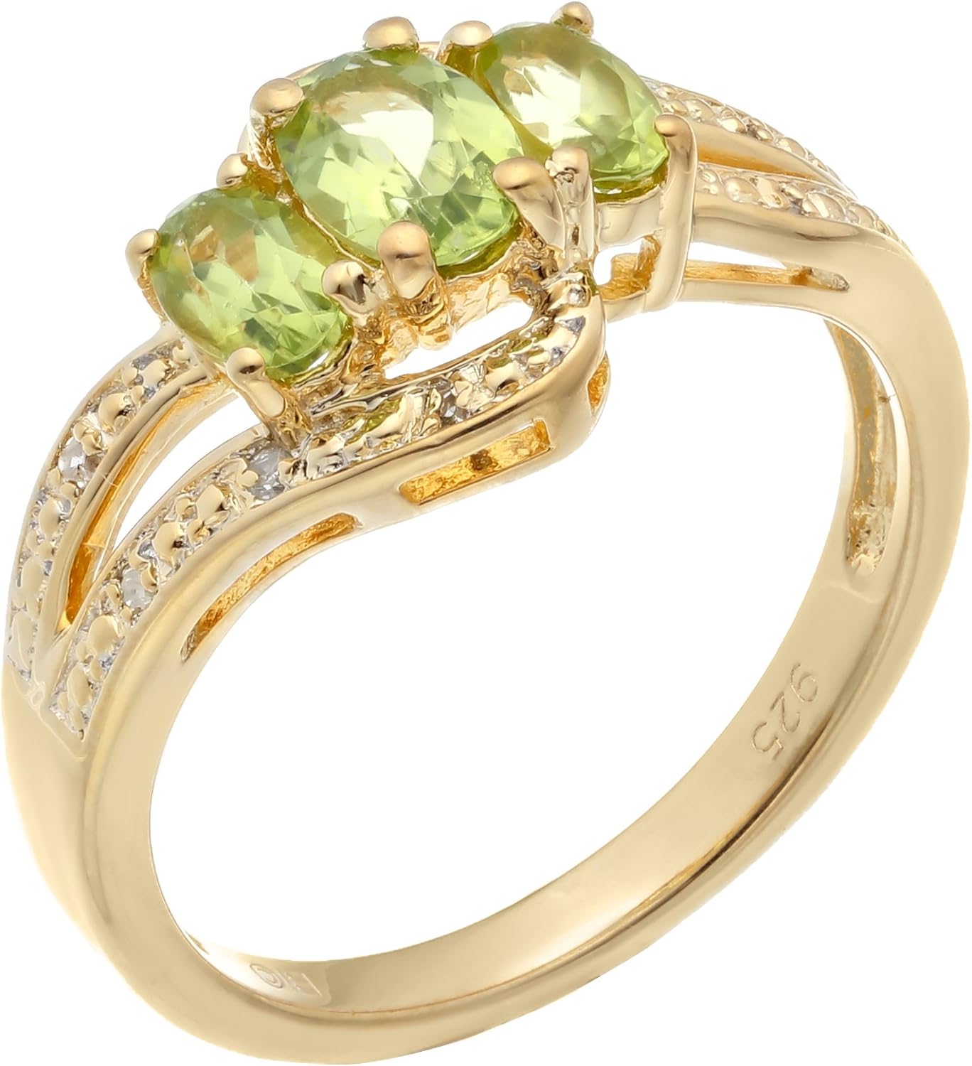 1 1/5 Carat Oval Green Peridot or Red Ruby Three Stone Ring for Women with White Topaz in Yellow or Rose Gold Plated 925 Sterling Silver Anniversary Promise Ring Size 5 to 9 by Lavari Jewelers - Image 2