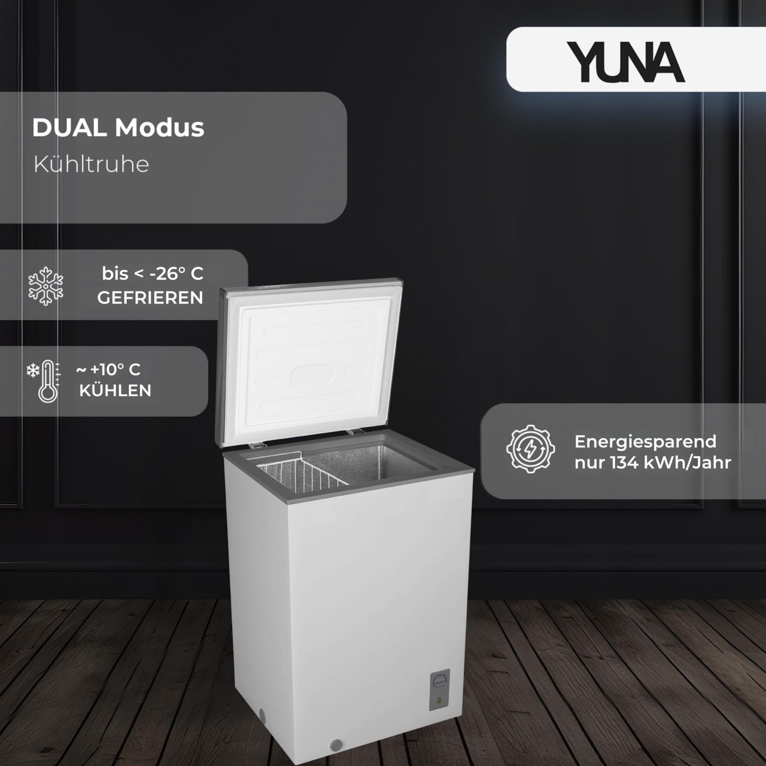 YUNA FROSTER 100 D silber 99 Liter Gefriertruhe Truhe Gefrierfach Gefrierschrank Schrank