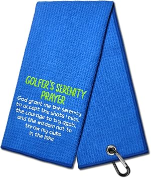 DYJYBMY Golfers Serenity Prayer Funny Embroidered Golf Towel for Golf Bags with Clip, Golf Club Gifts for Men Husband, Golfclub Gifts for Men Golfer, Anniversary Birthday Gifts for Golfer Golf Lover