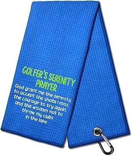 Golfer's Serenity Prayer Funny Embroidered Golf Towel for Golf Bags with Clip, Golf Club Gifts for Men Husband, Golfclub Gifts for Men Golfer, Anniversary Birthday Gifts for Golfer Golf Lover