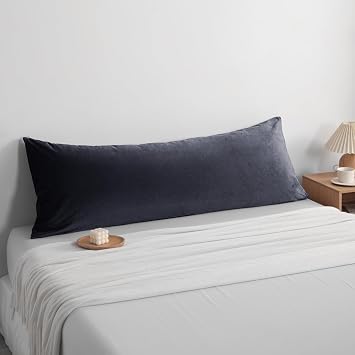 1 Pack Zippered Velvet Body Pillow Case, Super Soft and Cozy Luxury Fuzzy Flannel Long Pillowcase with Zipper, 20x54 Inches, Charcoal Grey