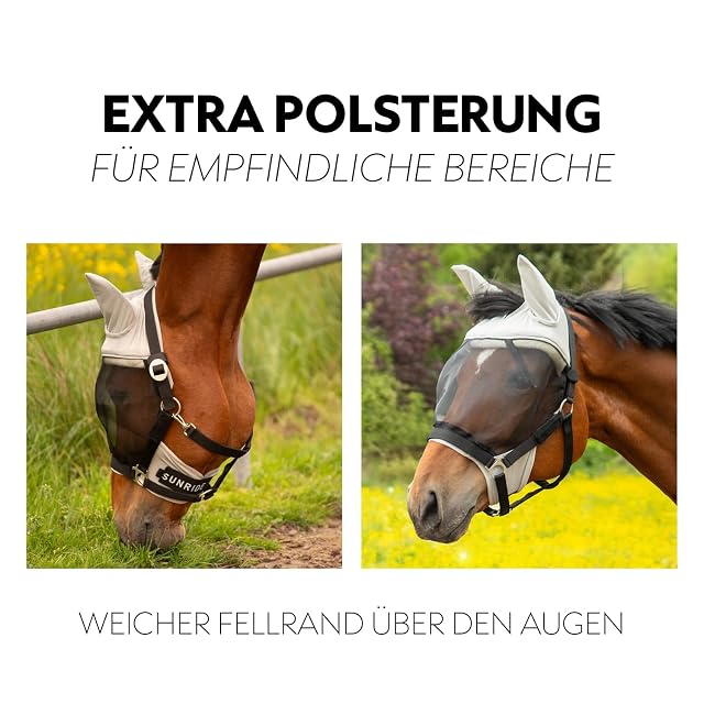 Foto 4 de 8 de SUNRIDE Máscara de Mosca con Cabestro (Dubai) para Caballos- Adecuada para Trenzas - con protección UV