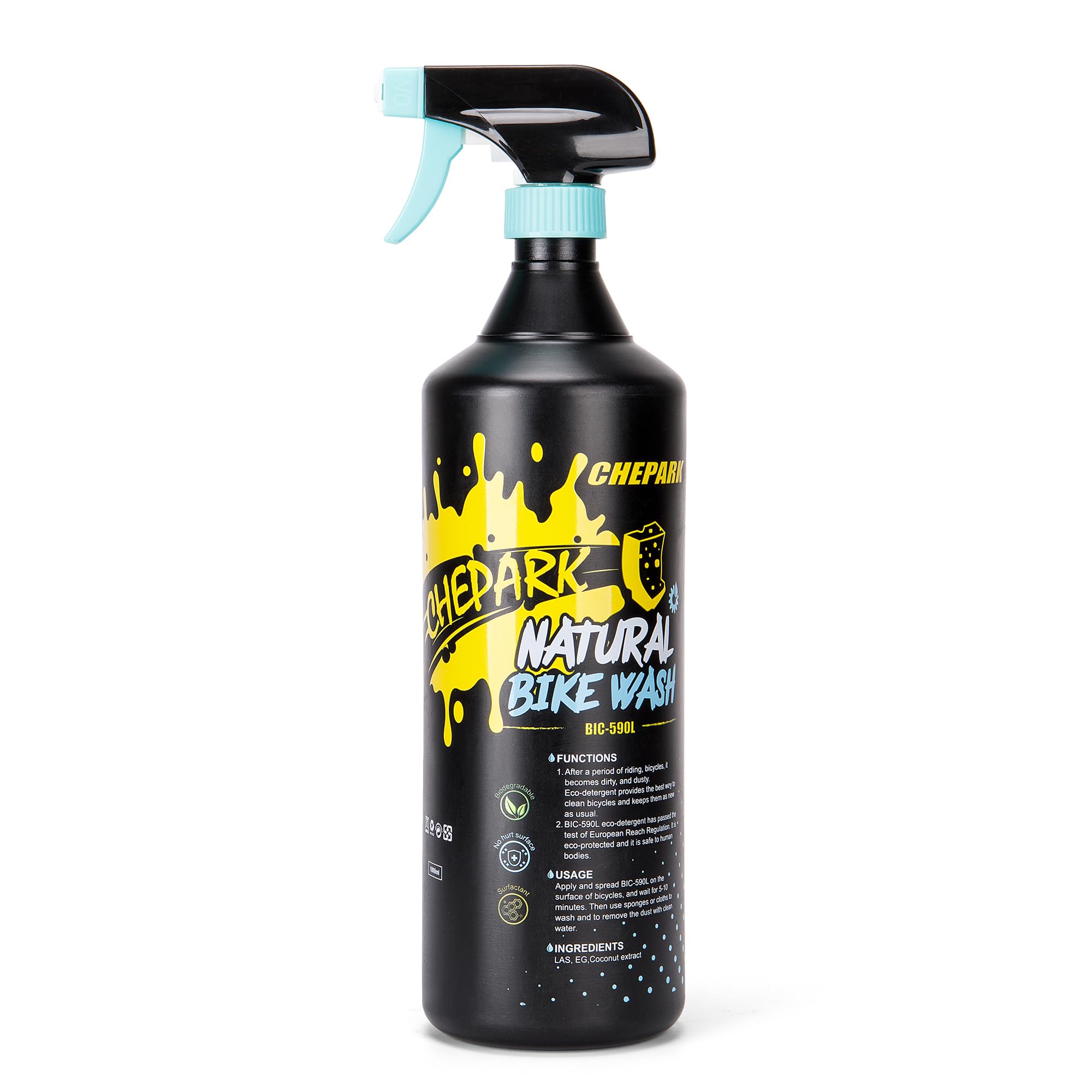 Nano bike Cleaner with Easy Spray Applicator - Bike Wash Fast Acting Cleaner for Oil, Grease and Dirt Removal - Bike Cleaner for All Surface Types (1000ml)