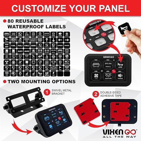 6 Gang Switch Panel - Device/Light Controller Switch Box with 1 Mode (Toggle), LED Touch Control, 7-Color RGB, Memory Function, Waterproof for Off Road, Car, Truck, RV, Boat