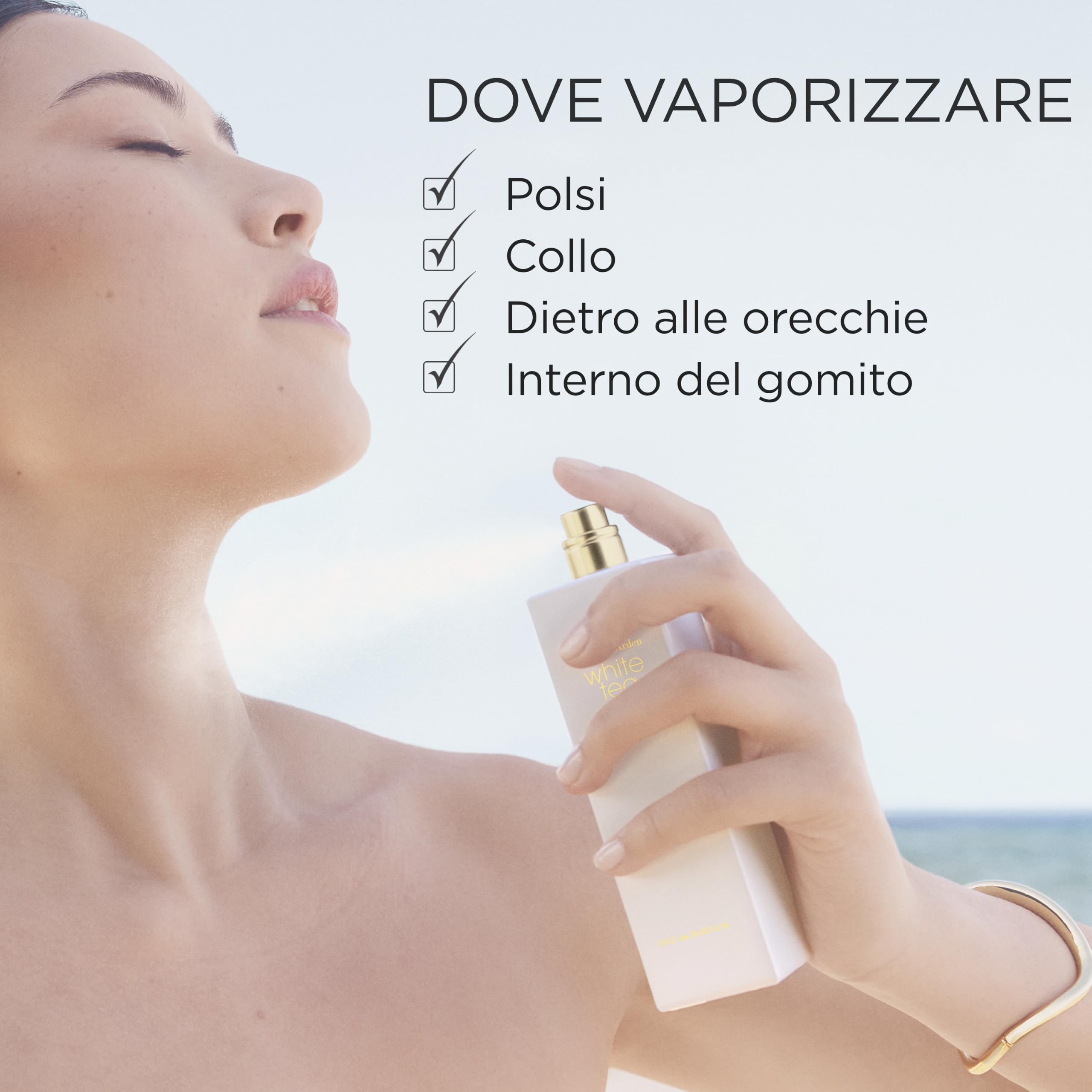 Elizabeth Arden - White Tea, Eau de Parfum, Fragranza Floreale e Legnosa per Donna, Freschezza e Leggerezza, con Mandarino Italiano, Salvia Sclarea, Tè Bianco e Gelsomino