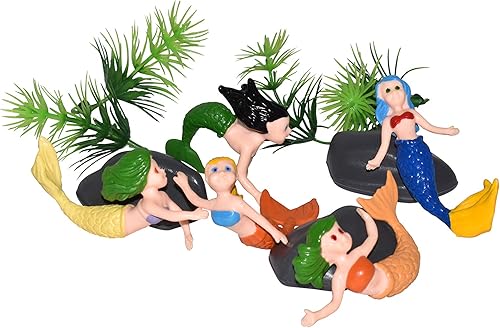 Miniatura 2 de Wild Republic Cubeta de figuras de sirena, cubo de juguete, muñeca de sirena, animales acuáticos, regalos para niñas, juguetes de baño, 12 piezas