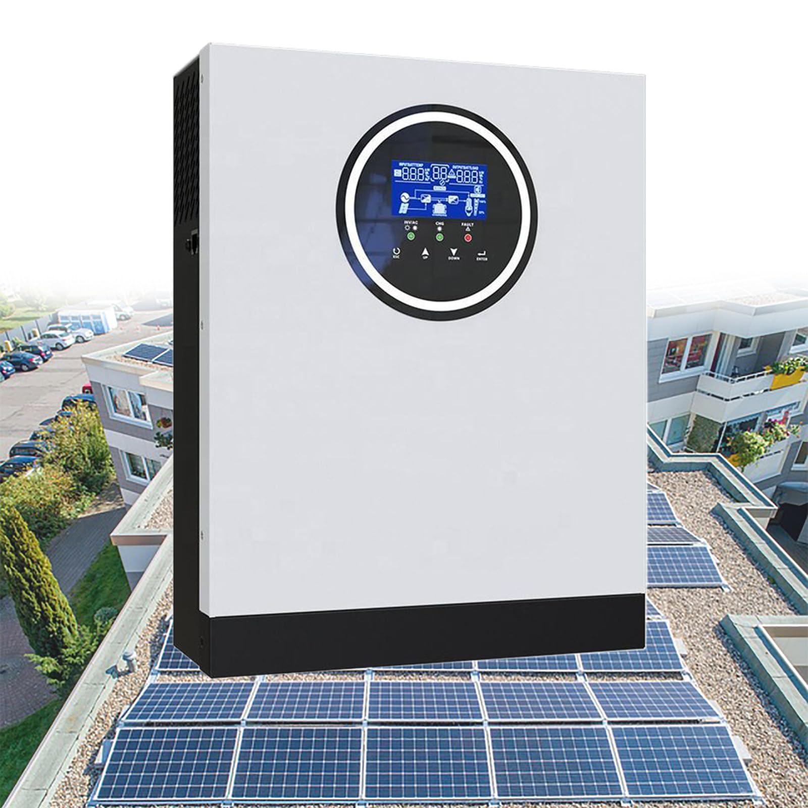 3KW 24V Solar Inverter 220V Single-Phase/Phase-Split Off-Grid Hybrid Inverter, with 80A MPPT Controller, Pure Sine Wave Solar Inverter, Supports Batteryless