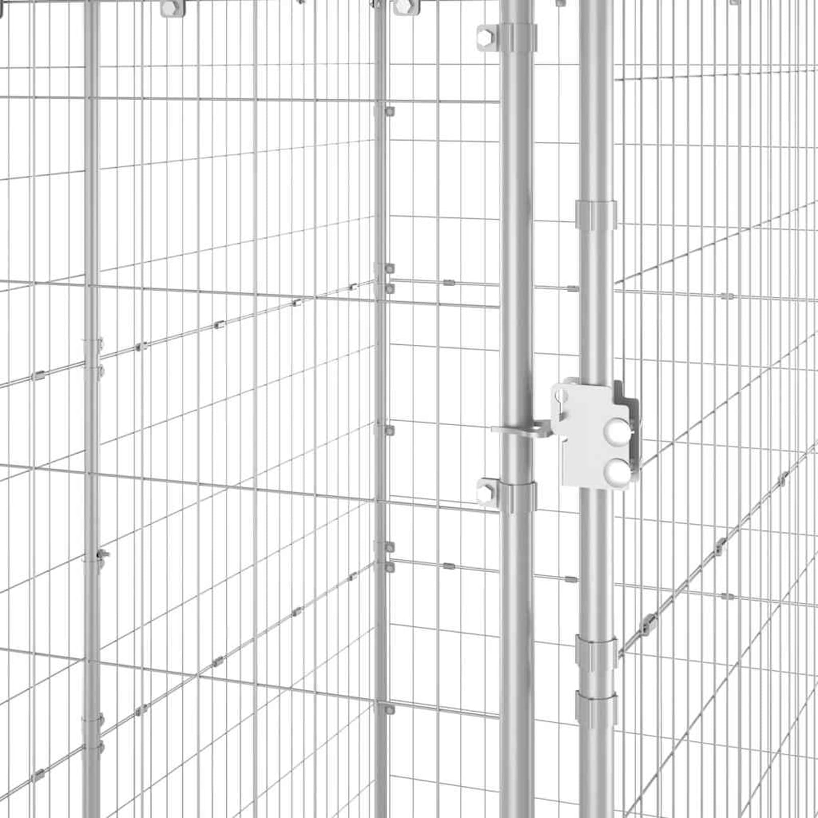 Gecheer Outdoor-Hundezwinger mit Dach Verzinkter Stahl 110x220x180 cm, Hundezwinger Freilaufgehege für große Hunde Garten Camping Outdoor150800