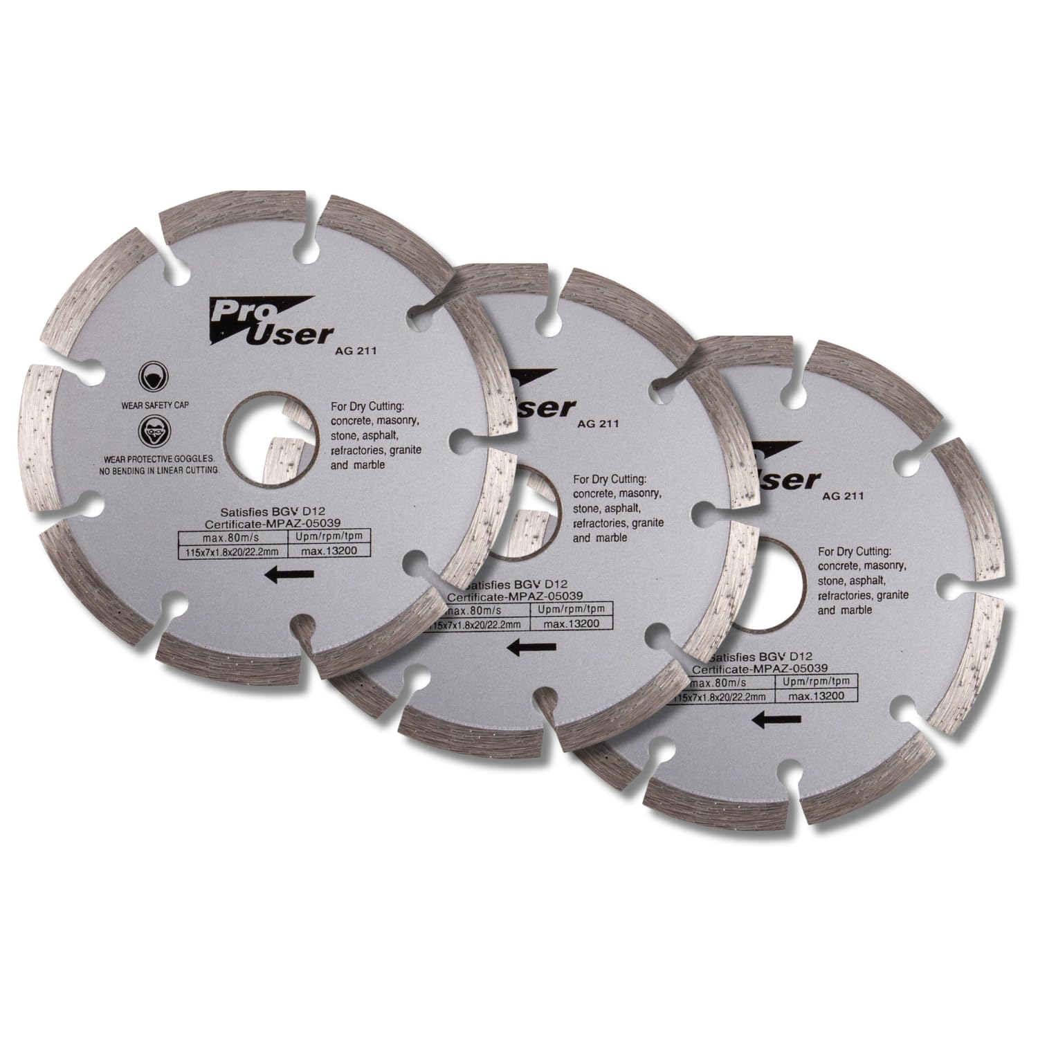 Dunnet Tools Set Of 3 115Mm Angle Grinder Discs For Concrete Masonry Stone Asphalt Granite Marble 115Mm Diamond Cutting Disc Dry Cutting Discs For Angle Grinder Grinding Discs