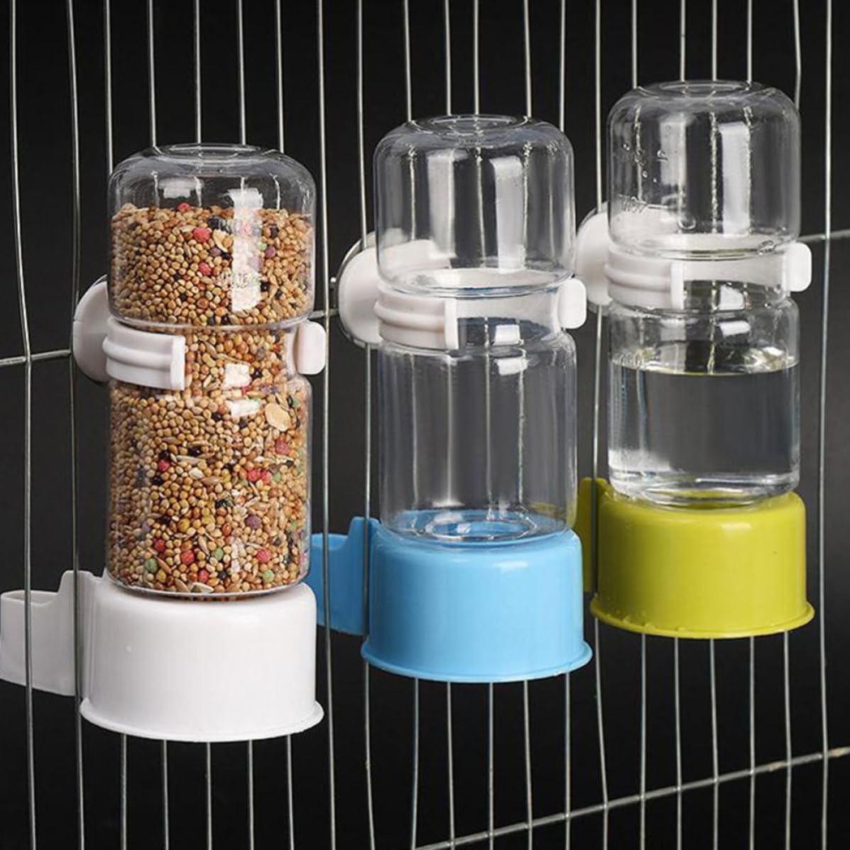 Generic 3pcs Automatic Bird Water Dispenser for Parrot and Quail Cage Large Capacity Plastic and Iron Water Bottle for Bird Supplies