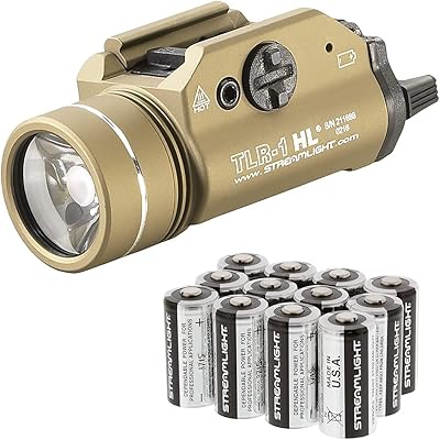 STREAMLIGHT TLR 1-HL (High Lumen) Rail-Mounted 1000 Lumens C4 LED Flashlight, Flat Dark Earth Lithium Batteries - 12 Pack