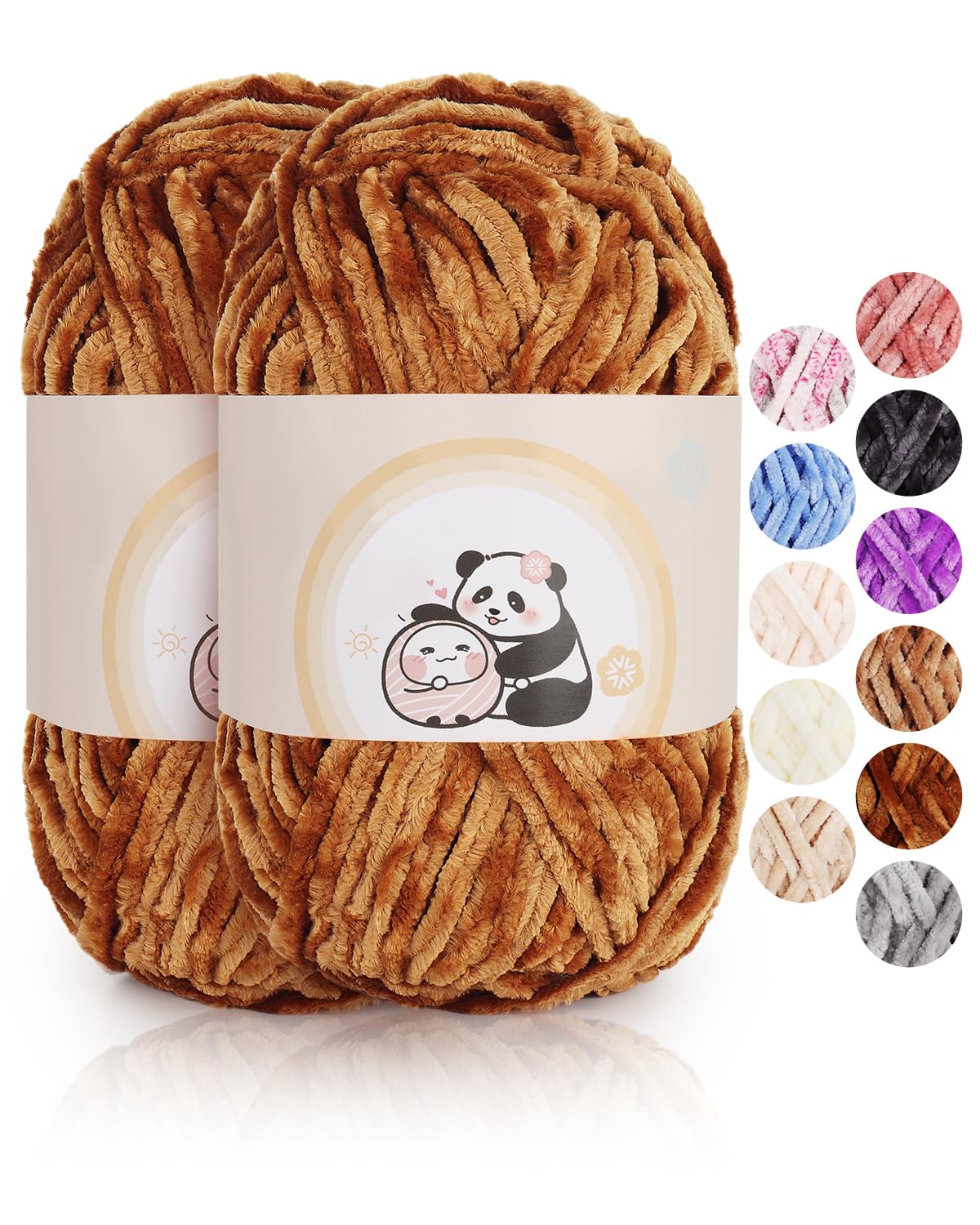 Aeelike 200g Warme Chenille Strickwolle zum Häkeln, Flauschige Dicke Wolle zum Handstricken, Samt Velvet Babywolle zum Stricken, Weich Plüschwolle für Amigurumis Babydecke, Khaki