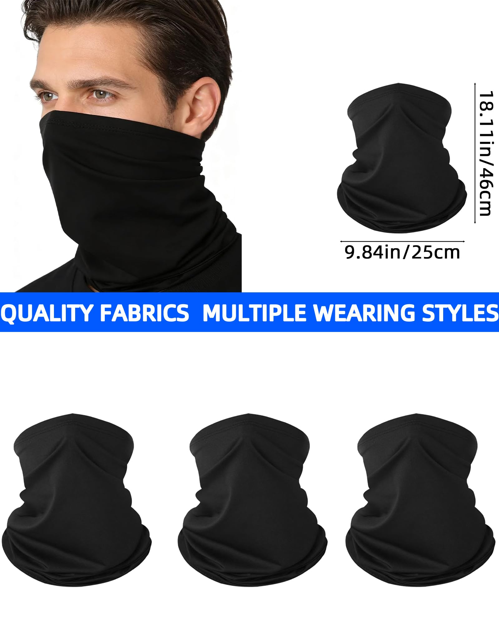 3 pares de gafas de esquí con protección UV para motocicleta, con 3 polainas para el cuello, para montar a caballo contra el polvo y al viento