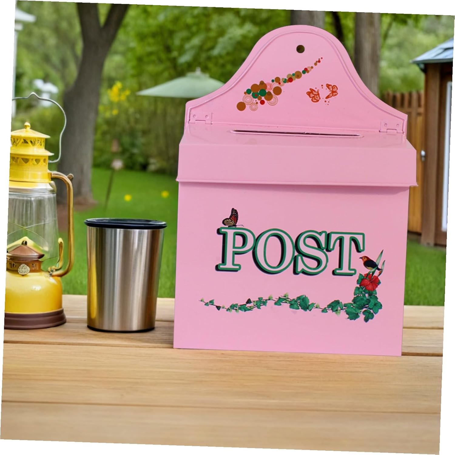 VILLCASE Rustic Wall Mount Mailbox for Front Door Vintage Metal Farmhouse Style with Dual-Function Top Lid and Hinged Cover Easy Outdoor Installation for Secure Mail Storage Porch Garage