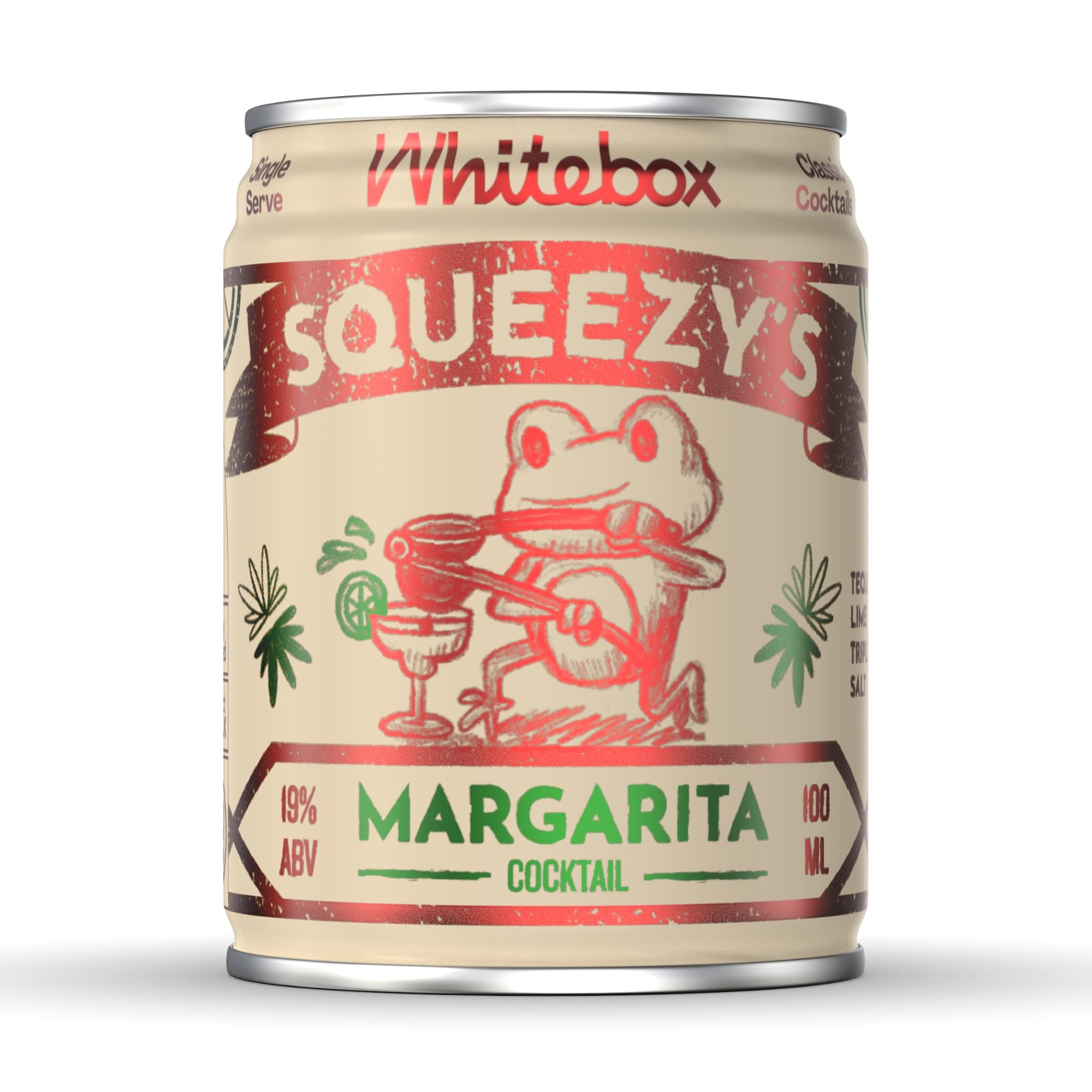 WHITEBOX COCKTAILS Single Serve Classic Squeezy’s Margarita — Single Cocktail Can | Classic Full Strength Margarita | Pre-mixed Cocktails Ready To Drink 1x100ml