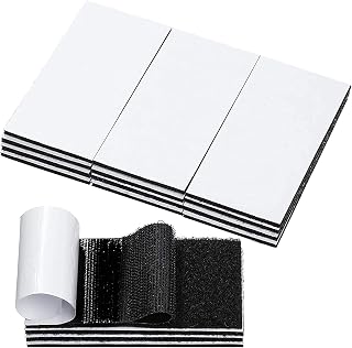 JEWOSTER 10 Sets 2x6 Inch Hook and Loop Strips with Adhesive - Double Sided Tape Heavy Duty for Wall Crafts - Sticky Back Fastener Mounting Tape for Home or Office Use,Indoor & Outdoor Use,Black