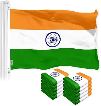 G128 10 Pack India Indian Flag | 3x5 Ft | LiteWeave Pro Series Printed 150D Polyester | Country Flag, Indoor/Outdoor, Vibrant Colors, Brass Grommets, Thicker and More Durable Than 100D 75D Polyester
