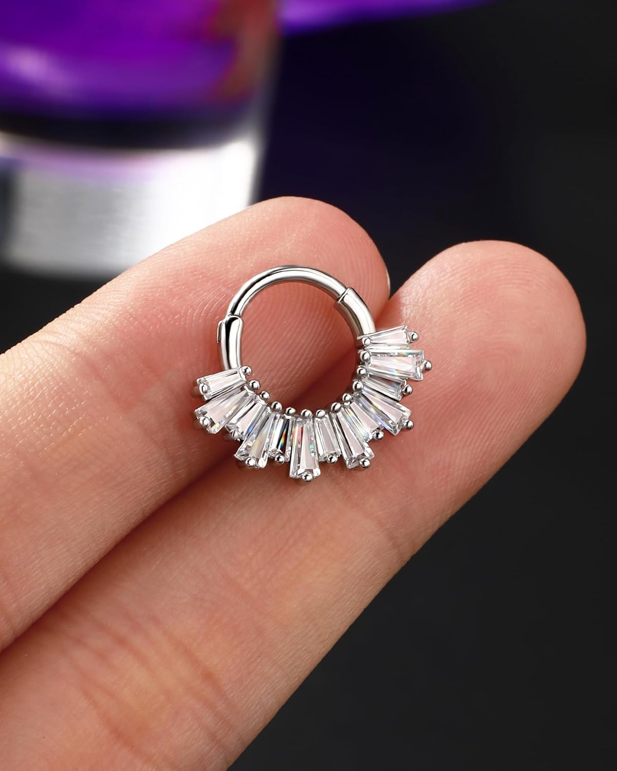 Minimalist Septum Rings 16G Silver Septum Jewelry Clear CZ Helix Daith Earrings for Women Stainless Steel Daith Piercing Jewelry - Image 7