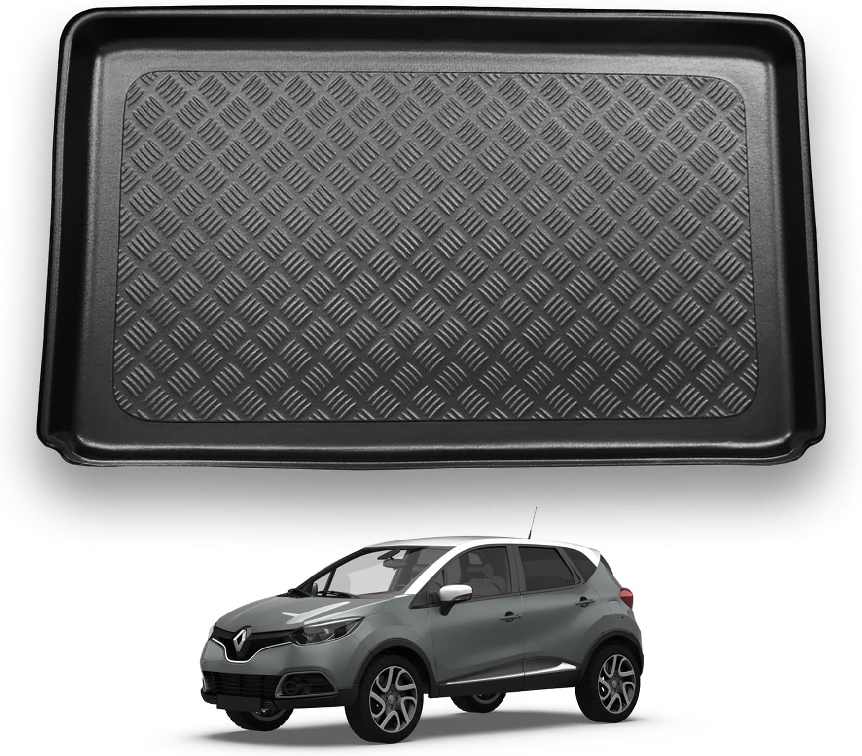 NOMAD Renault Captur (2013-2020) Boot Liner [Fits Upper & Lower Boot Position] Tailored Fit Car Floor Mat Protector Non Slip Waterproof Raised Edges Compatible Custom Fit Accessory Dog & Pet Friendly