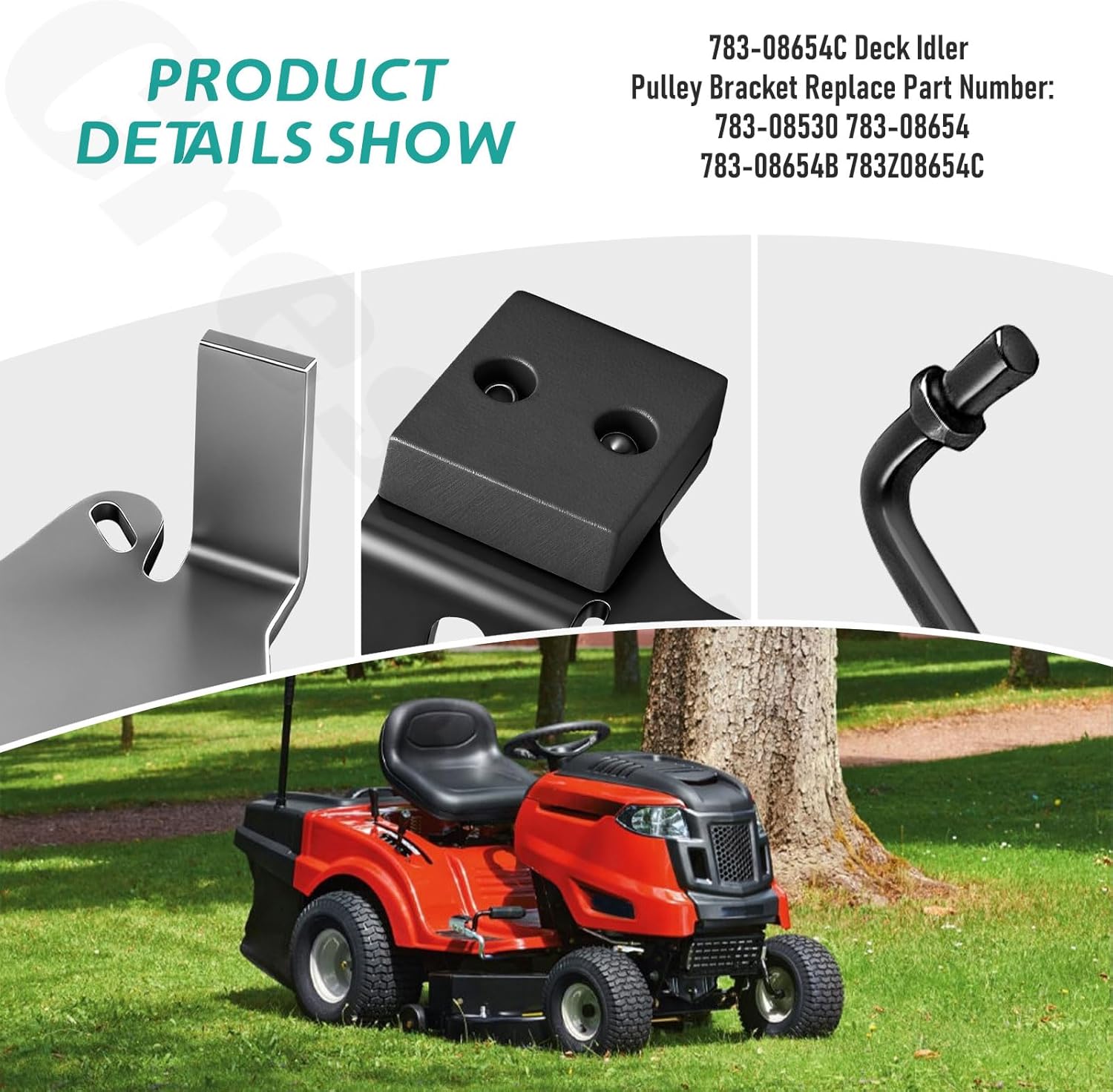 783-08654C Deck Idler Pulley Bracket, 753-09904A Brake Arm Kit & 747-06538 Brake Rod Compatible with MTD Cub Cadet Troy-Bilt TB42 Lawn Tractor, Included 738-05082 Shoulder Spacer