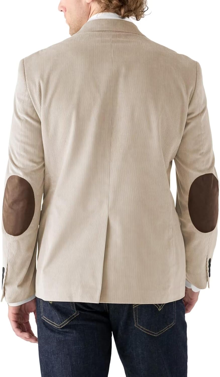 Men's Corduroy Blazer Business Casual Suit Jacket Two Button Notch Lapel Sport Coat with Elbow Patch