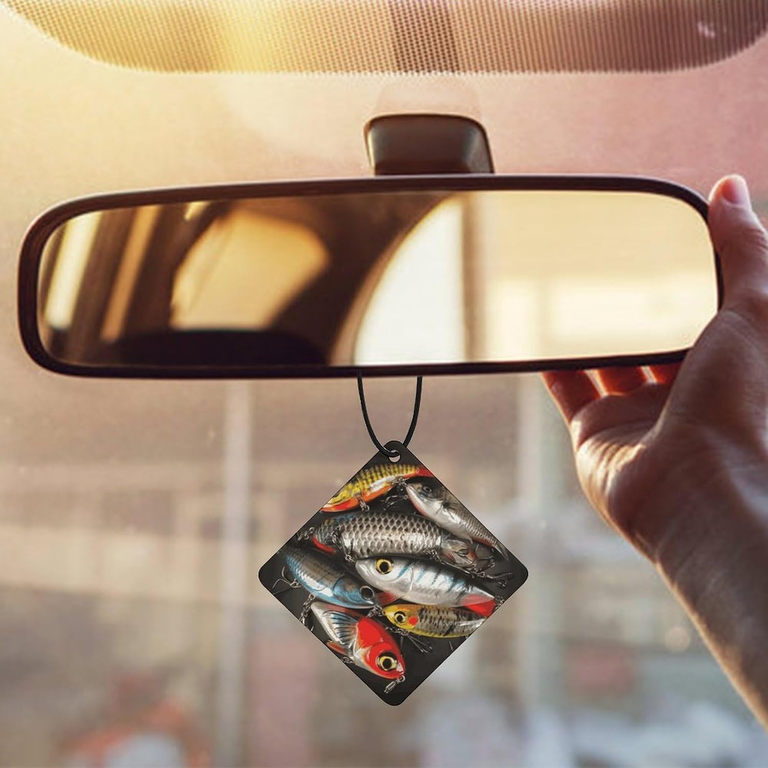 Fishing Bait Car Air Fresheners Cards 3 PCS Long Lasting Hanging Fragrance Scented Card Funny Car Aromatherapy Tablets Gift for Women Men Auto Rearview Mirror Pendant image 5