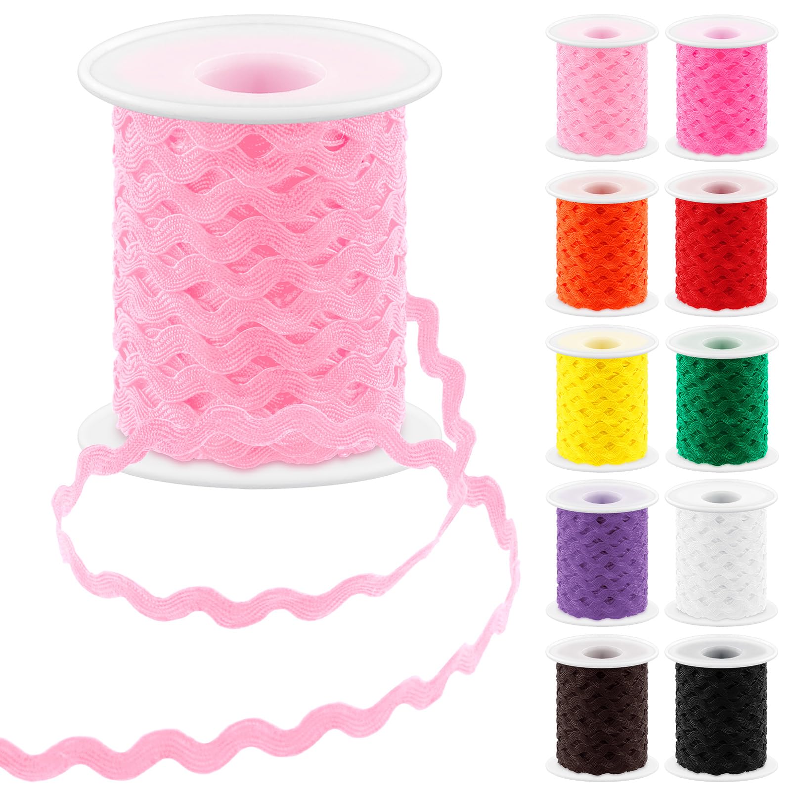 glarks 1pcs 27yard25m pink rick rack trim ribbon wave sewing bending fringe trim for diy sewing crafts wedding bridal dress embellishment party decoration gift wrapping supplies