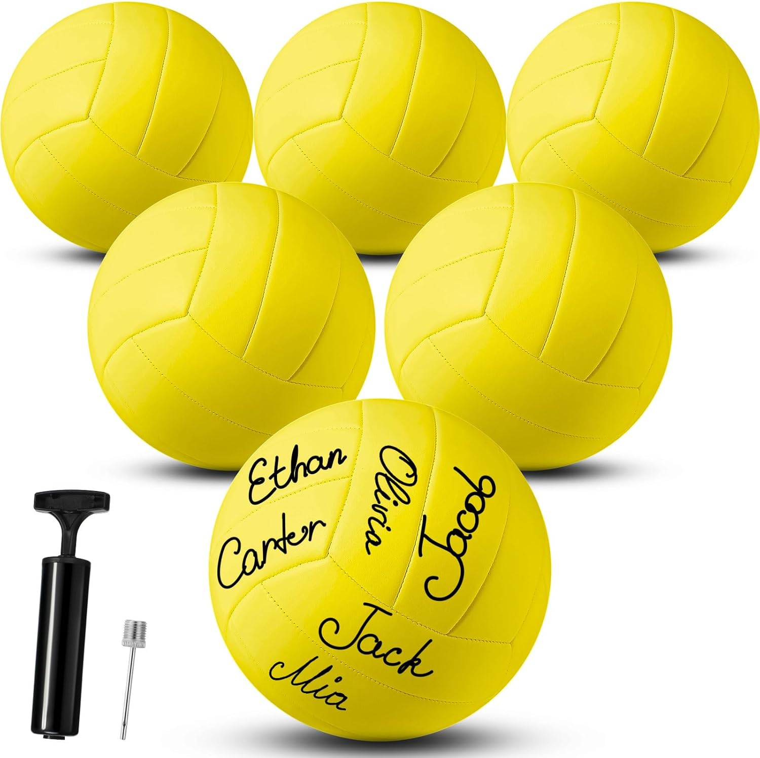 Jexine Autograph All White Volleyball Ball Blank Official Size 5 DIY Painting Plain Volleyball Ball with Needle Pump for Autograph Awards Sign Coaches Back to School Classroom Gift