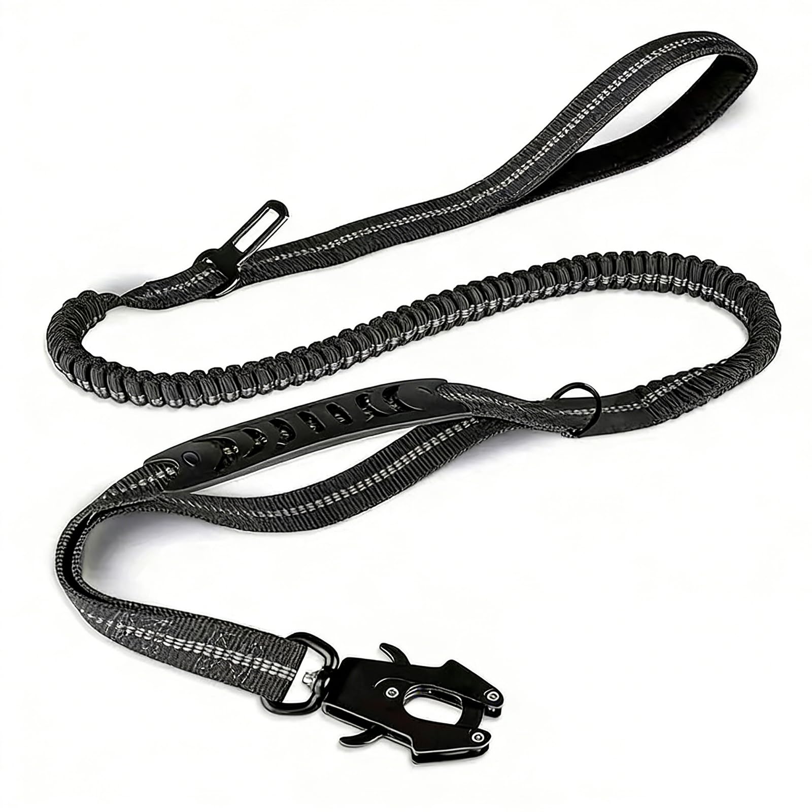 Heavy Duty Tactical Dog Lead with Frog Clip, Strong Bungee Dog Lead, Shock Absorber Training Lead for Medium Large Dogs, Anti Pull Dog Leash for Walking Training