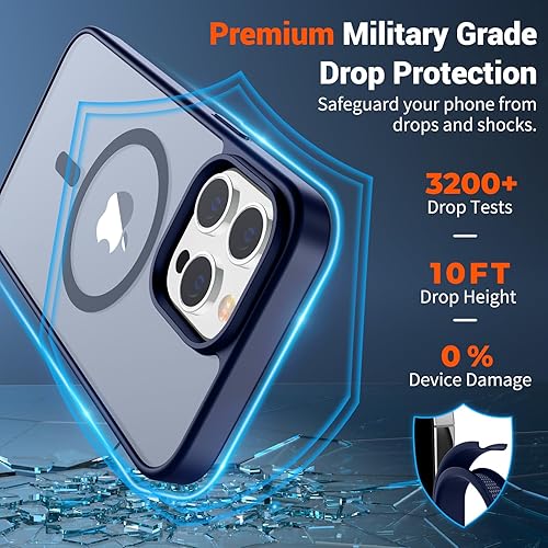 Miniatura 450 de SUPFINE - Funda magnética para iPhone 13 Pro Max (compatible con MagSafe), (protección contra caídas de grado militar de 10 pies), delgada, Negro