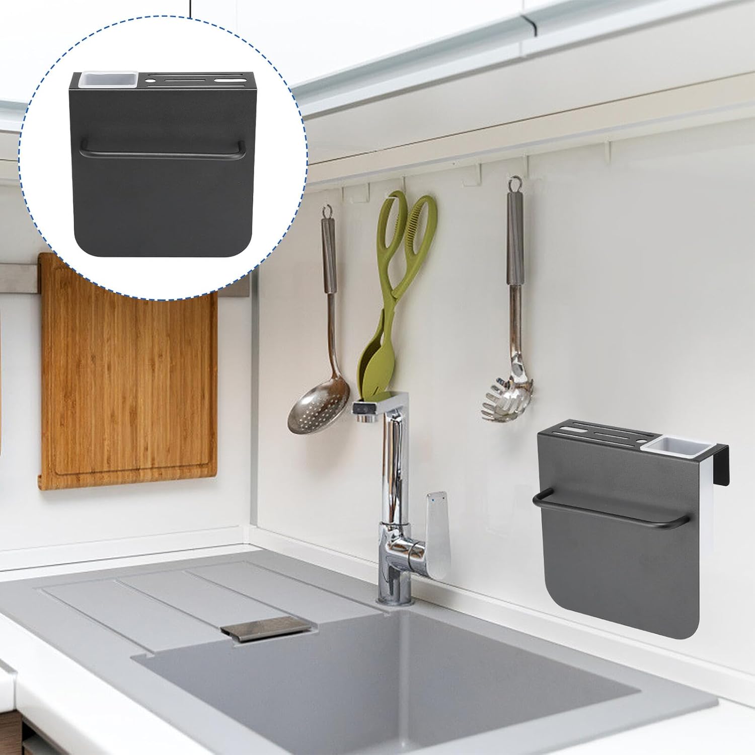 Wall-mounted Stainless Steel Knives Holder and Chopsticks Storage Rack with Rod Multi-use Kitchen Organizer for Utensil Storage and Space-saving
